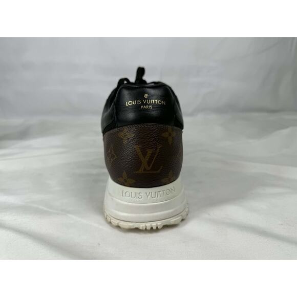 Louis Vuitton Run Away Black Mesh Brown Monogram Sneakers US 10 SPB-TS 367390